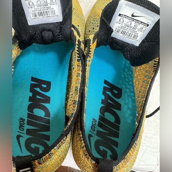 Nike Flyknit Racer Sherbet 2015 Comfort Running Shoes Sneakers Yellow Mens - Picture 10 of 16